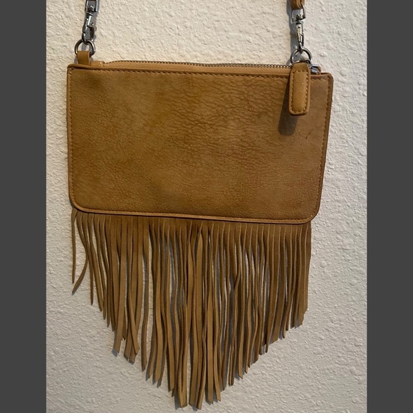 Free People Handbags - Free People Crossbody Fringe Bag Tan